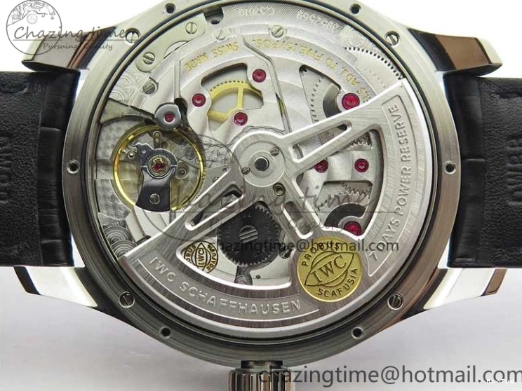 MIROTIME 0108 Portuguese Real PR Real Annual Calendar IW503502 ZF 1:1 Best Edition Black Dial Steel Markers on Black Leather Strap A StreetReady 7134